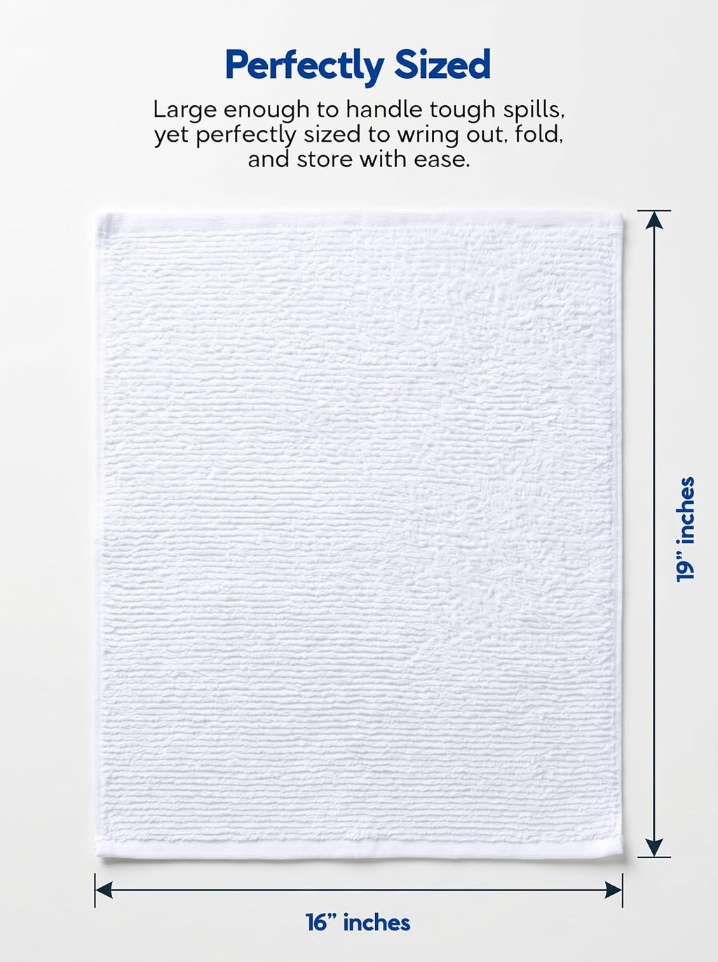 Utopia Towels Ribbed Kitchen Bar Mops, 12 Pack, 16x19 in, Cotton, White