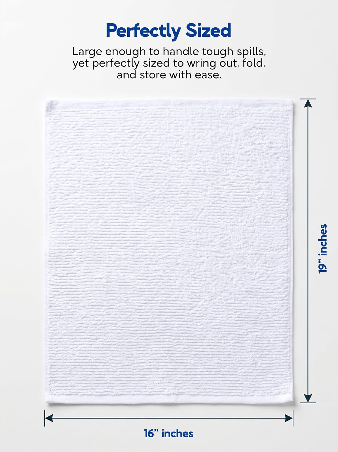 Utopia Towels Ribbed Kitchen Bar Mops, 12 Pack, 16x19 in, Cotton, White