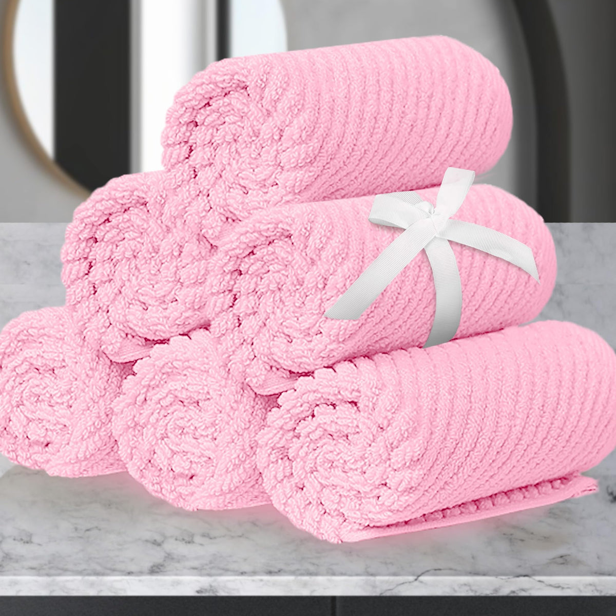 VOOVA & MOVAS 6PC Towel Set, 100% Cotton, Dark Grey