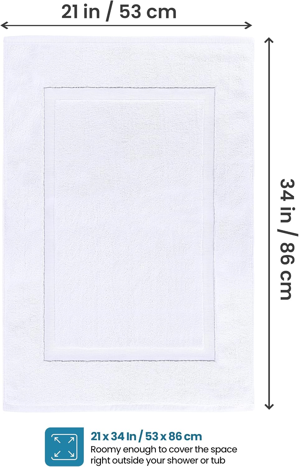Utopia Towels Cotton Bath Mat, 21x34 in, 2 Pack, White