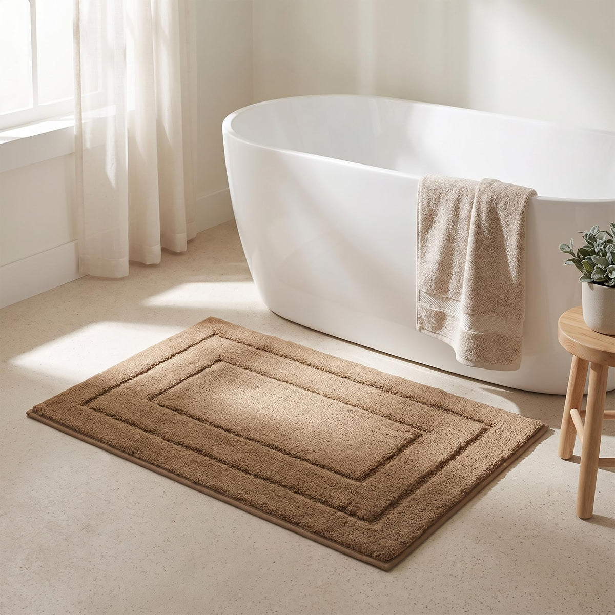 GRANNY SAYS Gray Bathroom Rug 20" x 30", Non-Slip Microfiber Bath Mat