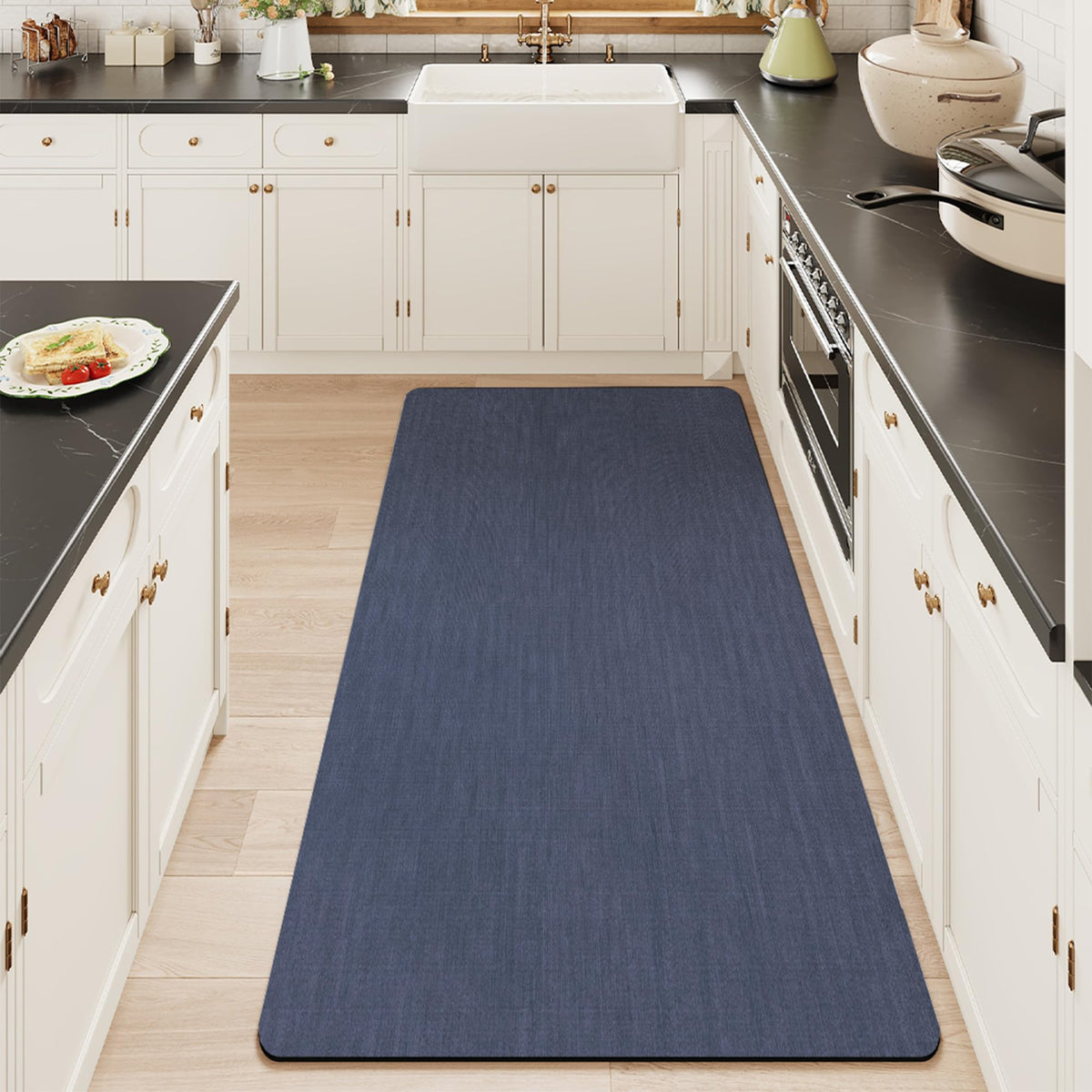 Mecko Bath Mat 16"x24",Ultra Thin Bathroom Rug fit Under Door Light Grey