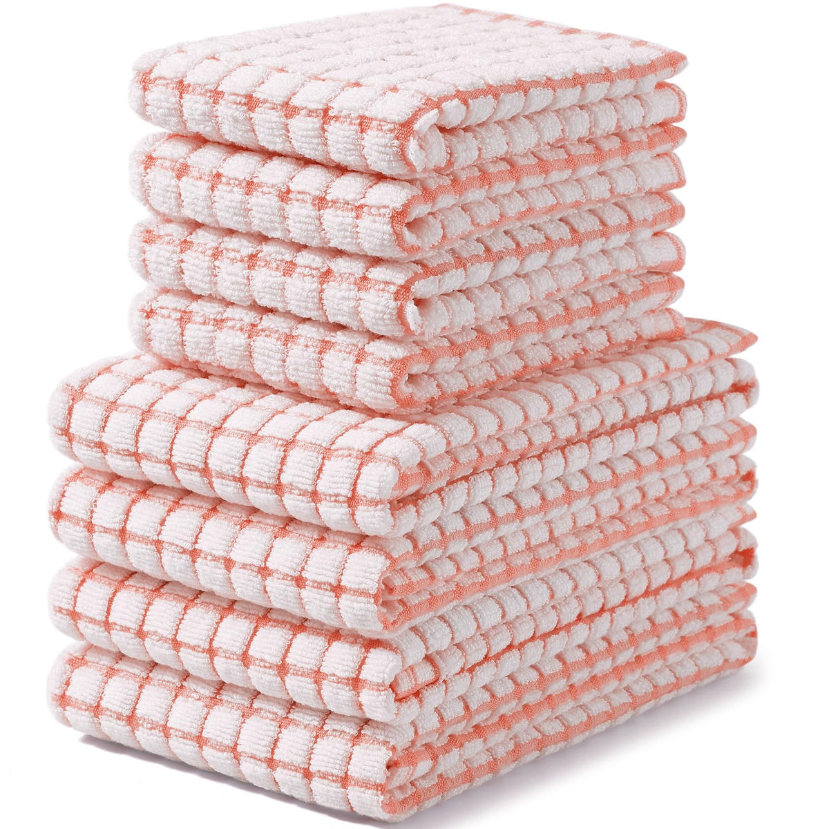 Homaxy Kitchen Towels and Dishcloths Set, Set of 8, Blue/Yellow/Red/Green