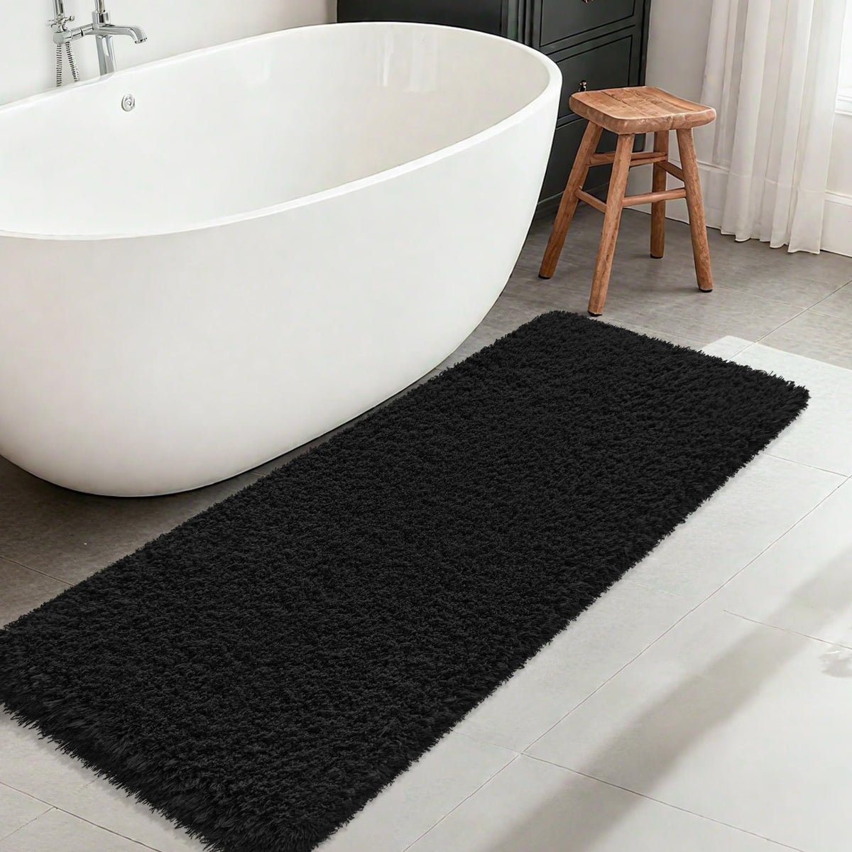 White Bathroom Rugs Non Slip 24"x16",Absorbent Bath Mat Quick Dry
