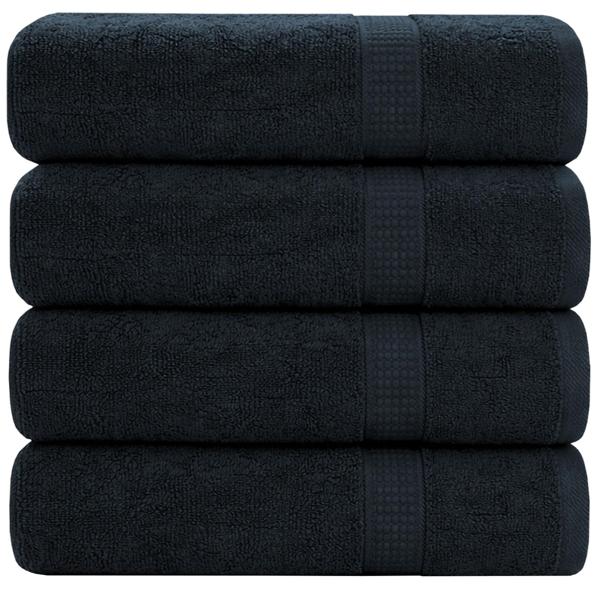 GOLD TEXTILES Premium Black Bath Mat - 2 Pack 22x34 Inches - Not a Bathroom Rug - 100% Ring Spun Cotton - Highly Absorbent & Non Slip Shower Bathroom Floor Mat Towel - Machine Washable