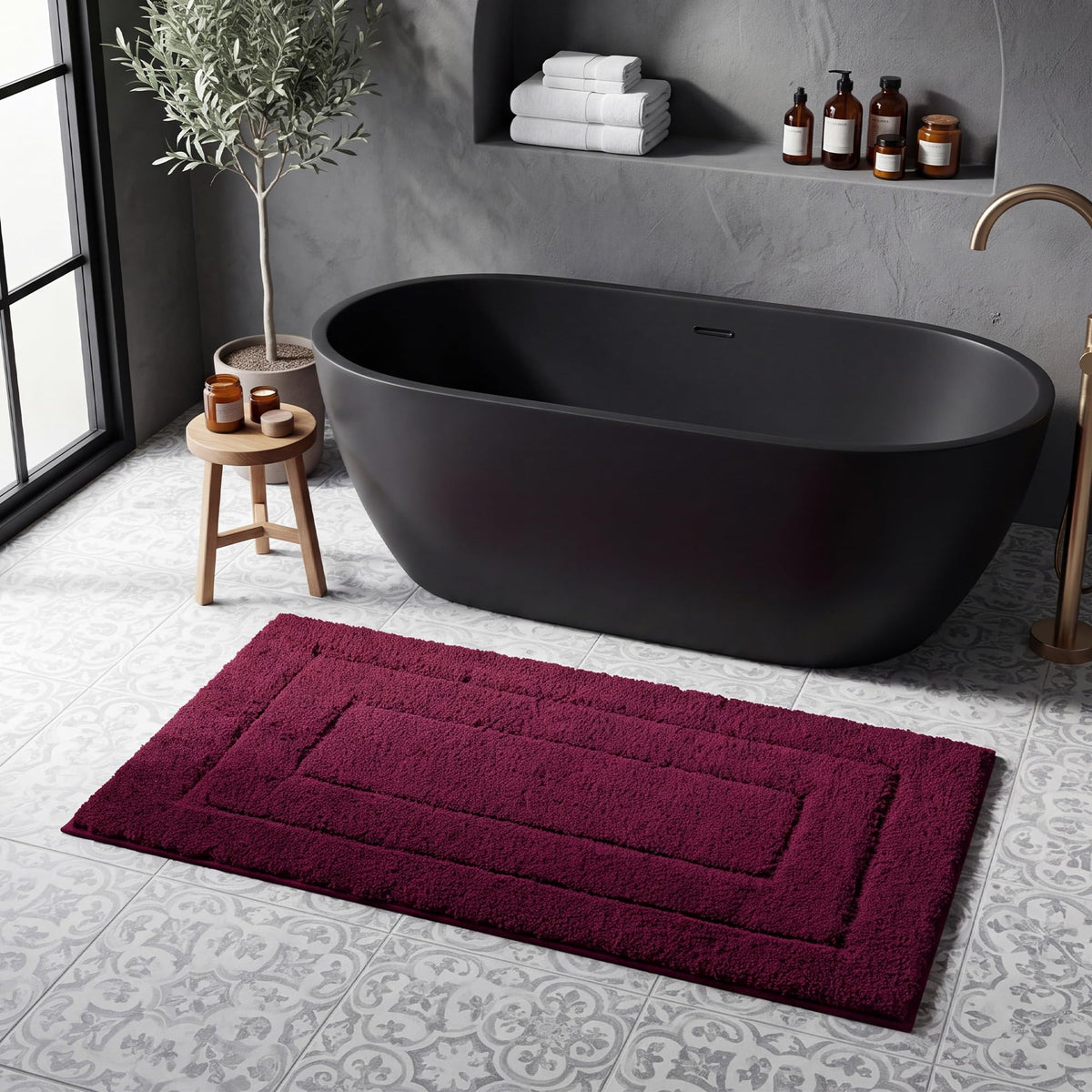 GRANNY SAYS Gray Bathroom Rug 20" x 30", Non-Slip Microfiber Bath Mat