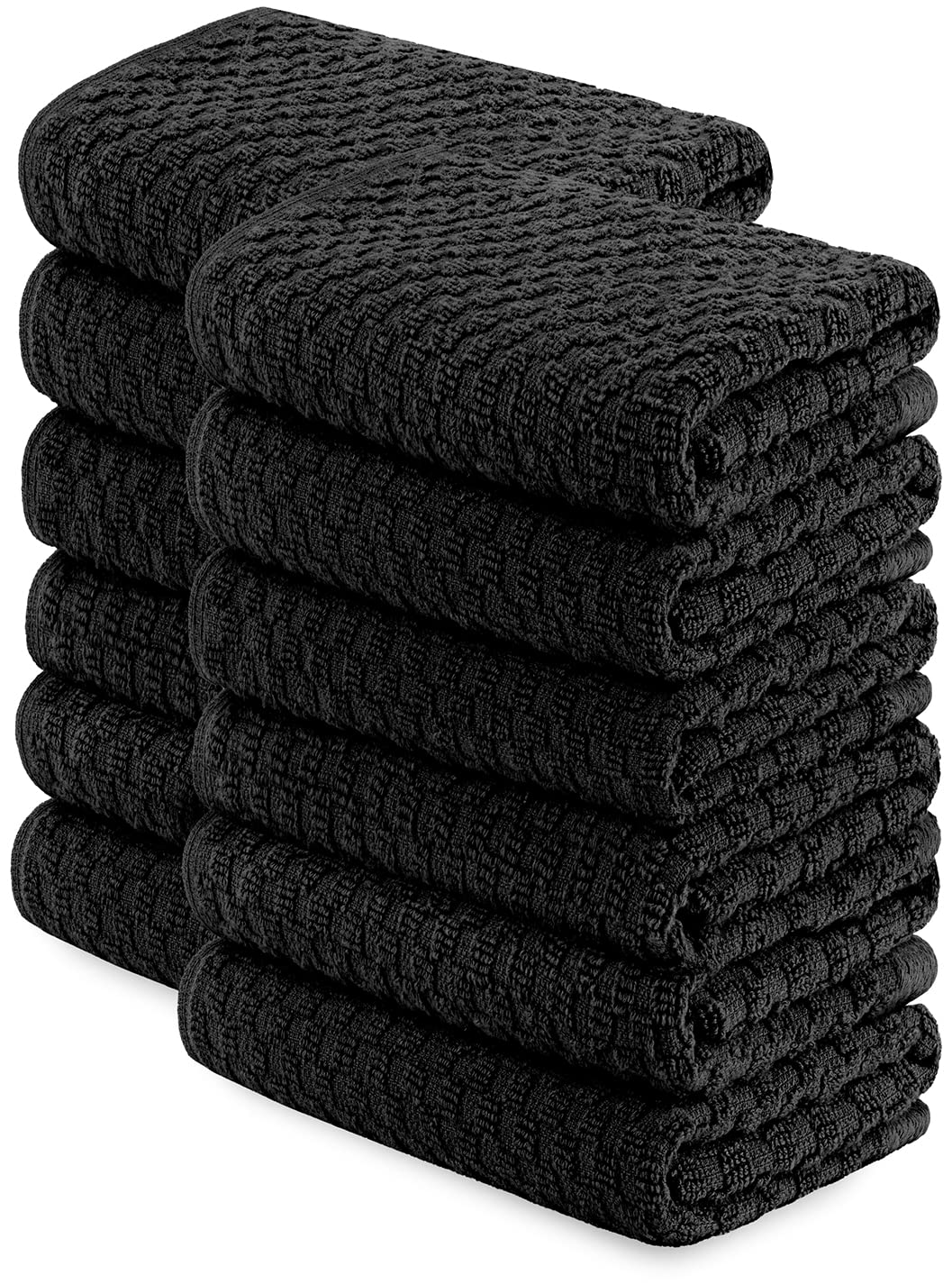 Wealuxe Super Absorbent Kitchen Towels 12 Pack - Premium 100% Cotton Kitchen Towels, 450GSM Thick Machine Washable White Dish Towels for Kitchen Drying, Cleaning, Dobby Weave, Unmatched Quality