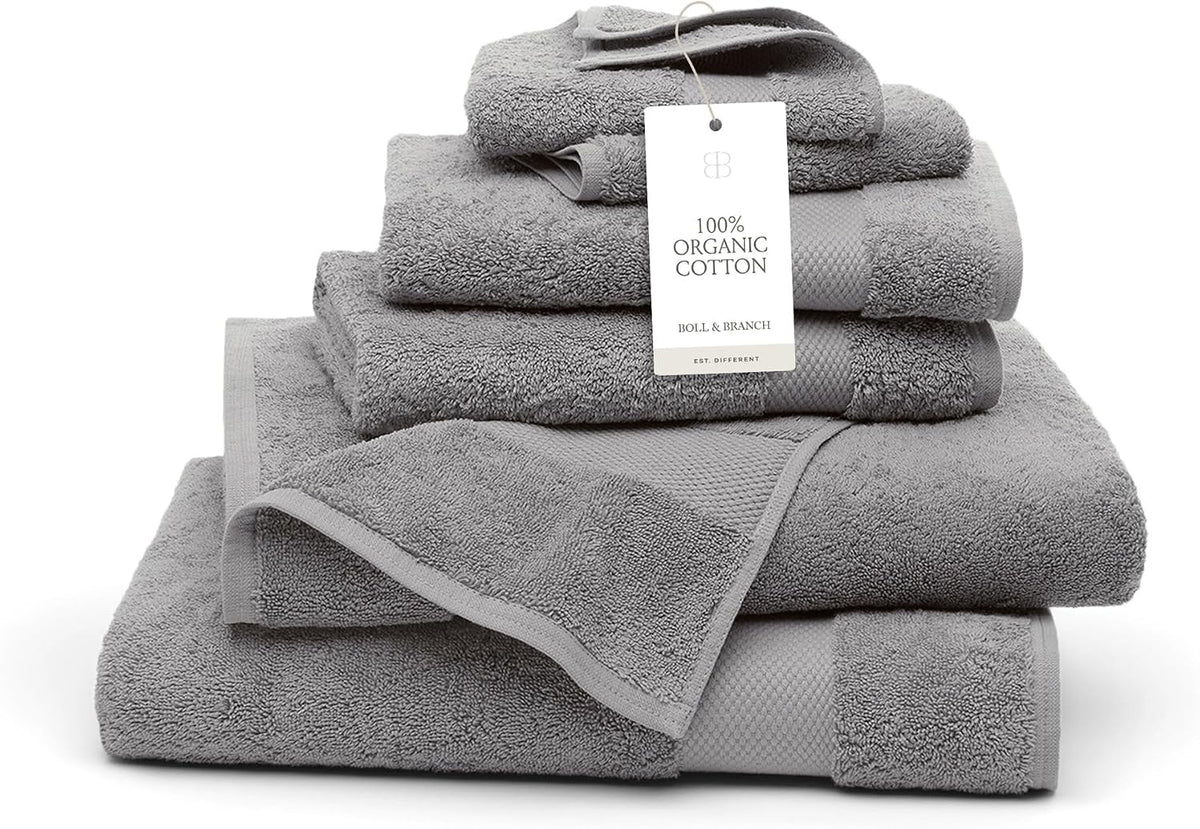 BOLL & BRANCH Plush Bath Towel Set, 6 Pieces, Stone