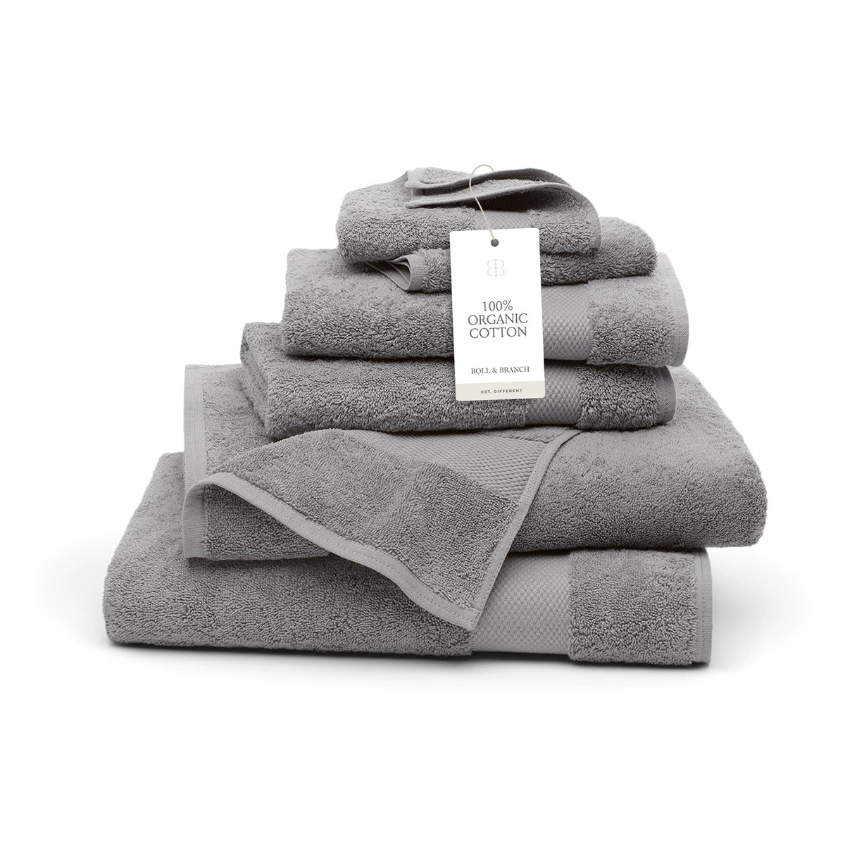 BOLL & BRANCH Plush Bath Towel Set, 6 Pieces, Stone