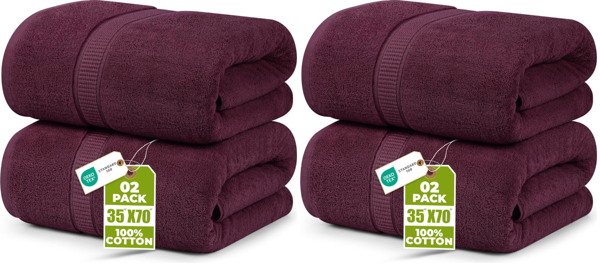 Utopia Towels Jumbo Bath Sheets, 2 Pack, 35x70 in, 600 GSM Cotton, White