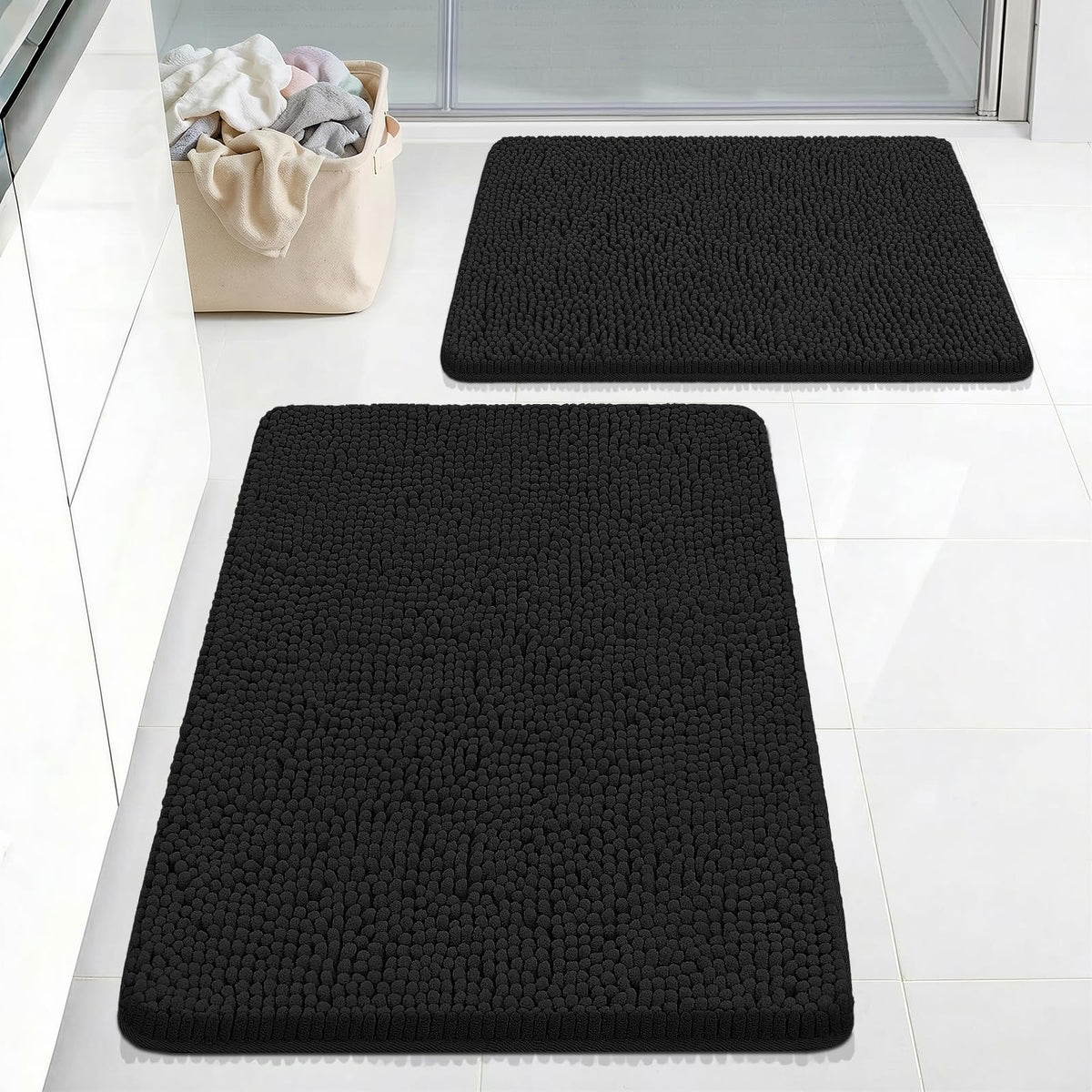 Bcoimo Small Bath Rug Mat,Sage Chenille High Absorbent Bathroom Floor Mats