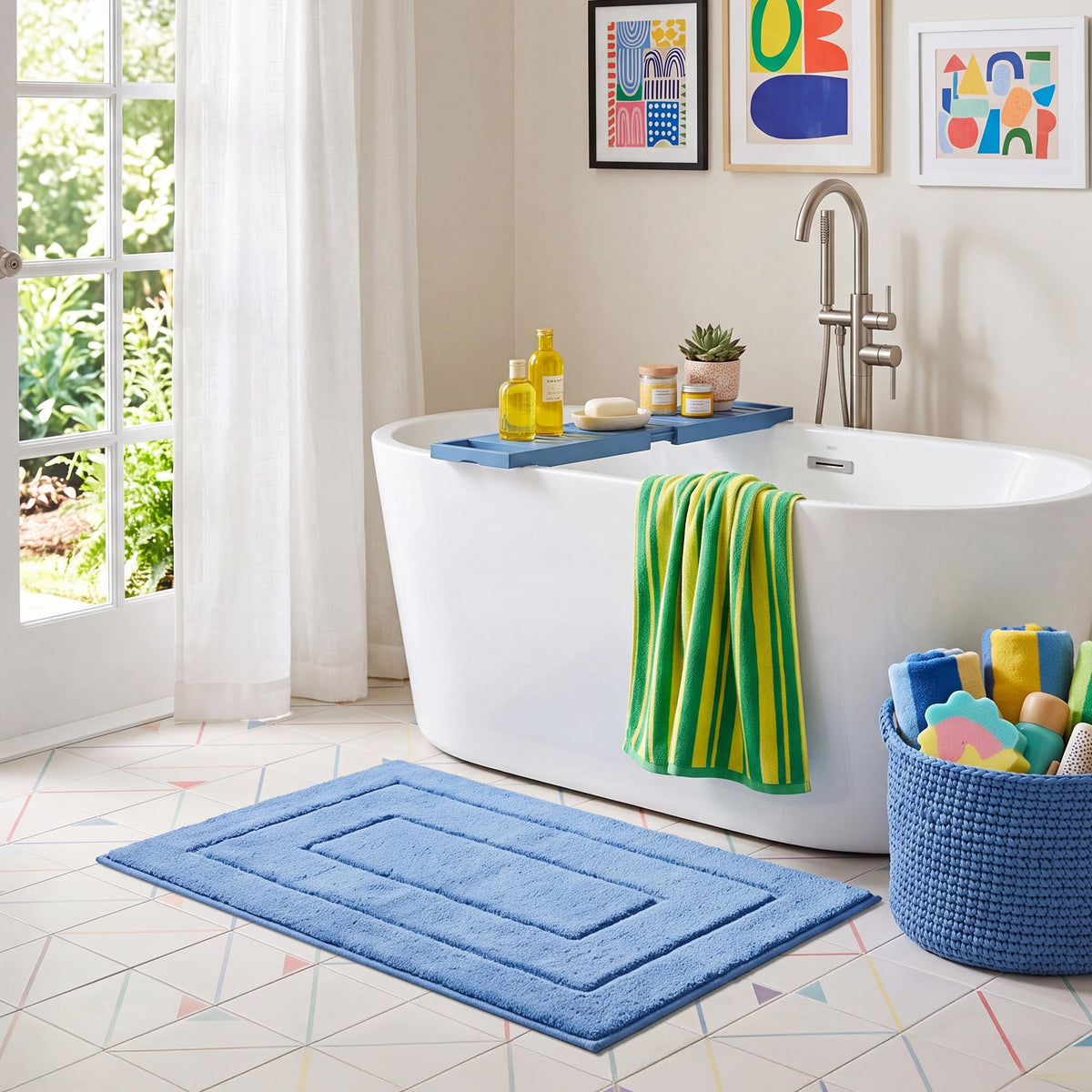 GRANNY SAYS Gray Bathroom Rug 20" x 30", Non-Slip Microfiber Bath Mat
