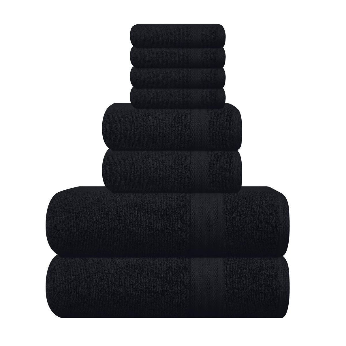 GLAMBURG Ultra Soft 8-Piece Towel Set - 100% Pure Ringspun Cotton, Contains 2 Oversized Bath Towels 27x54, 2 Hand Towels 16x28, 4 Wash Cloths 13x13 - Ideal for Everyday use, Hotel & Spa - Navy Blue