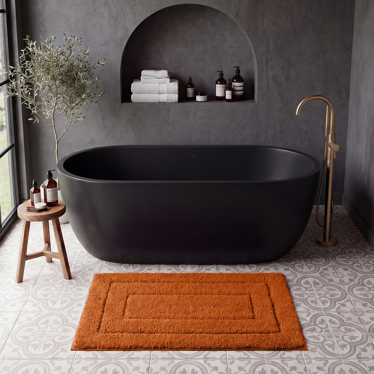 GRANNY SAYS Gray Bathroom Rug 20" x 30", Non-Slip Microfiber Bath Mat