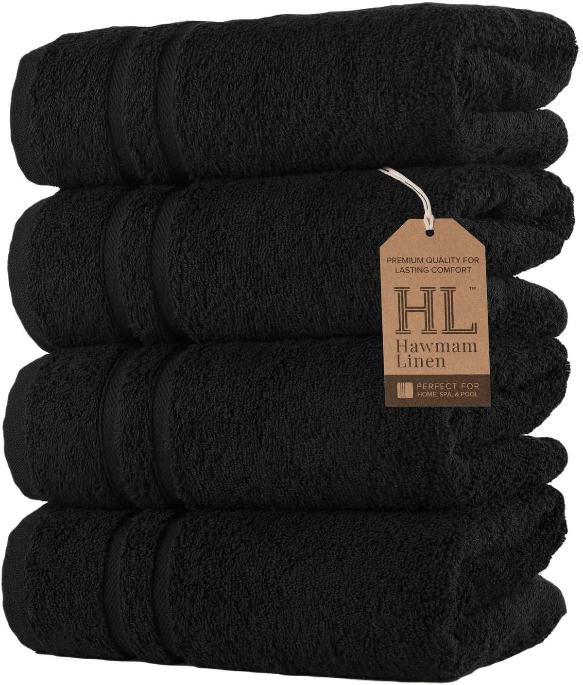 Hawmam Linen White Bath Towels 4 Pack 27 x 54 Inches 100% Turkish Cotton Soft Lightweight and Highly Absorbent Quick Drying Towels, Premium Quality Perfect for Daily Use