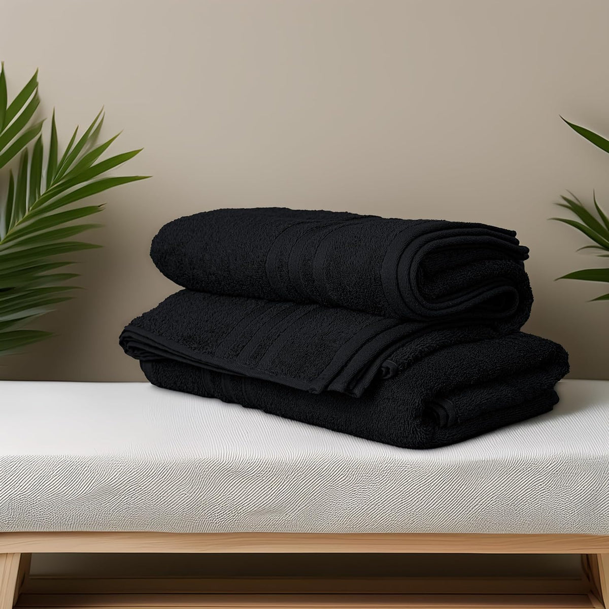 Tens Towels 4 Piece Bath Towels 27x54 Inches, Black