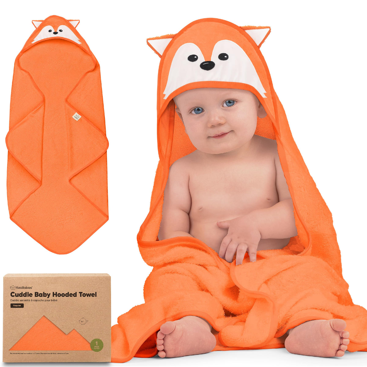 KeaBabies Hooded Baby Towel for Newborn, Baby Bath Towels (Duck, 35x35)