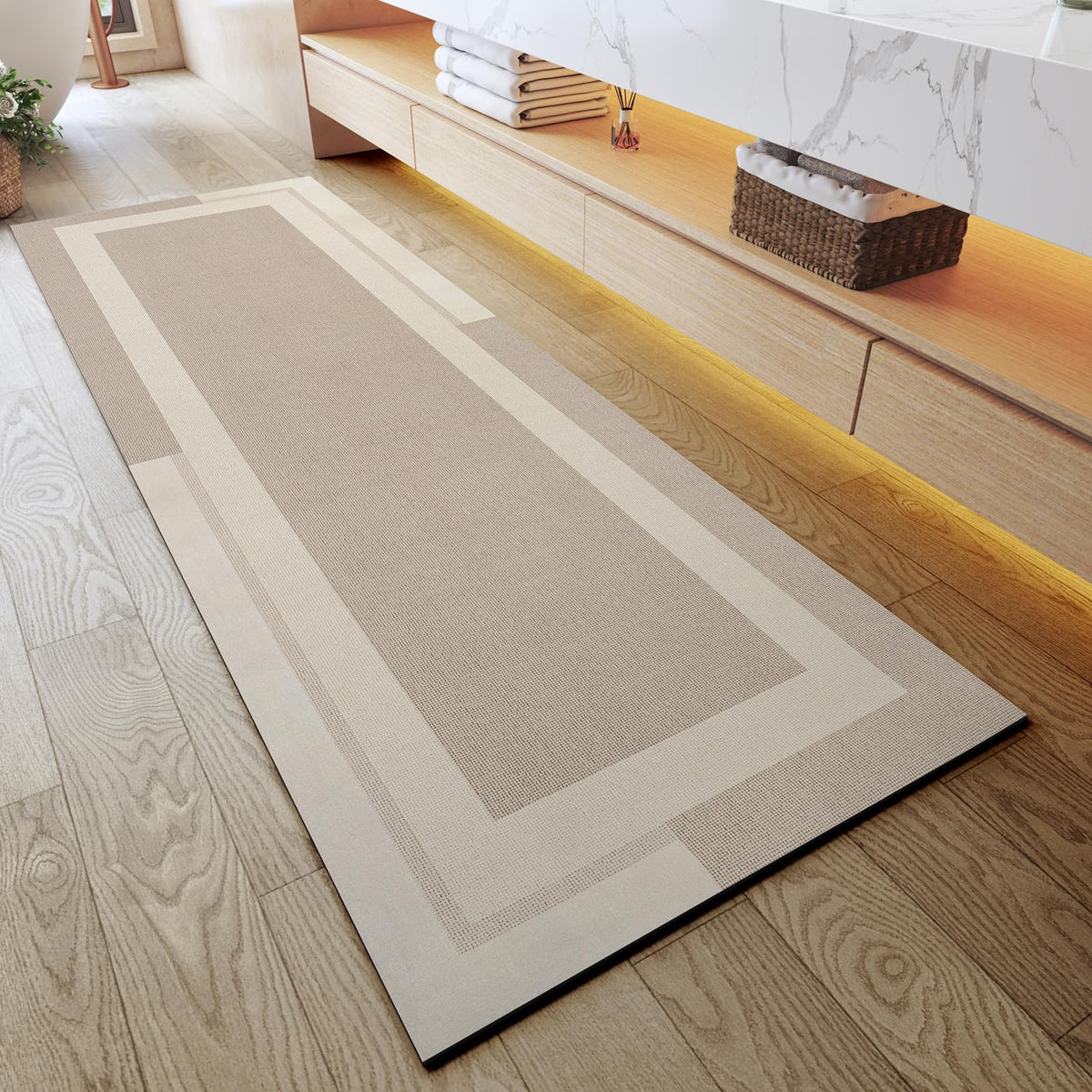 YDKGL Non Slip Bath Mat Thin Bathroom Rugs Fit Under Door Dark Grey 16"x24"