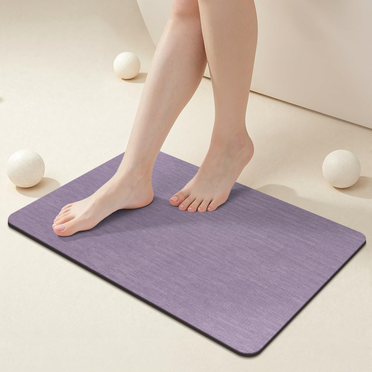 Mecko Bath Mat 16"x24",Ultra Thin Bathroom Rug fit Under Door Light Grey