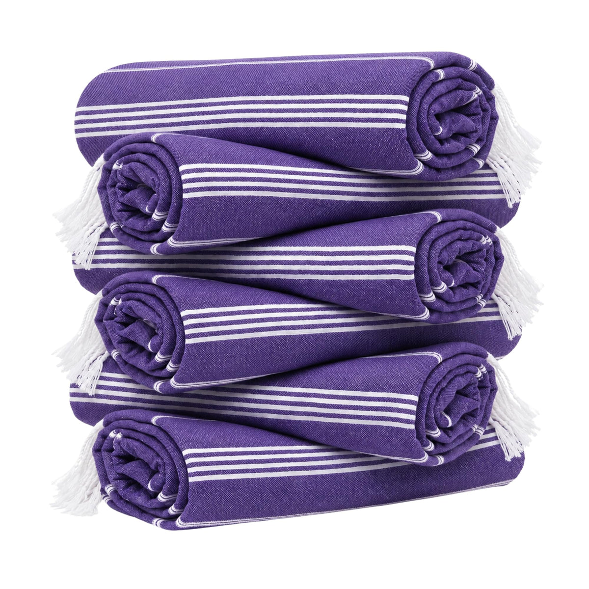 HAVLULAND Turkish Beach Towels, Set of 6, Oversized 72" x 40", 100% Cotton