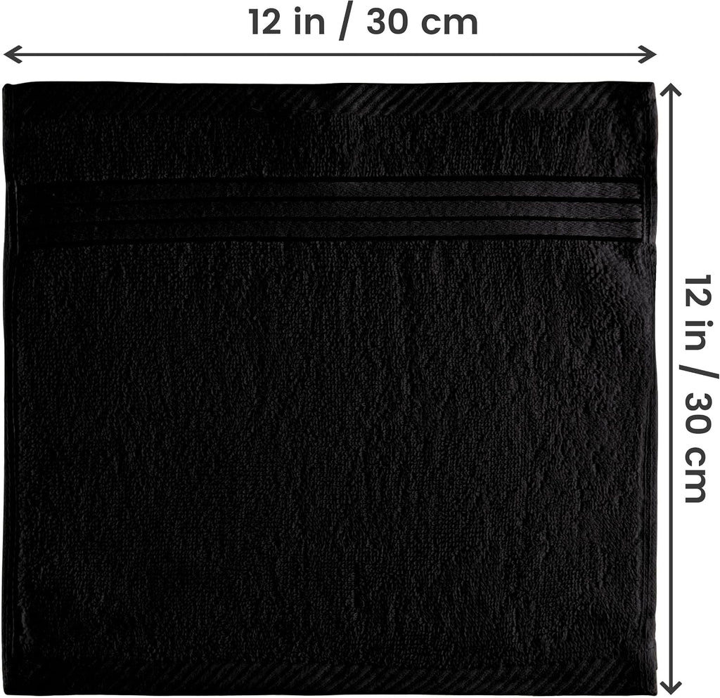Utopia Towels 12 Pack Premium Wash Cloths, 12x12 in, 100% Cotton, Black