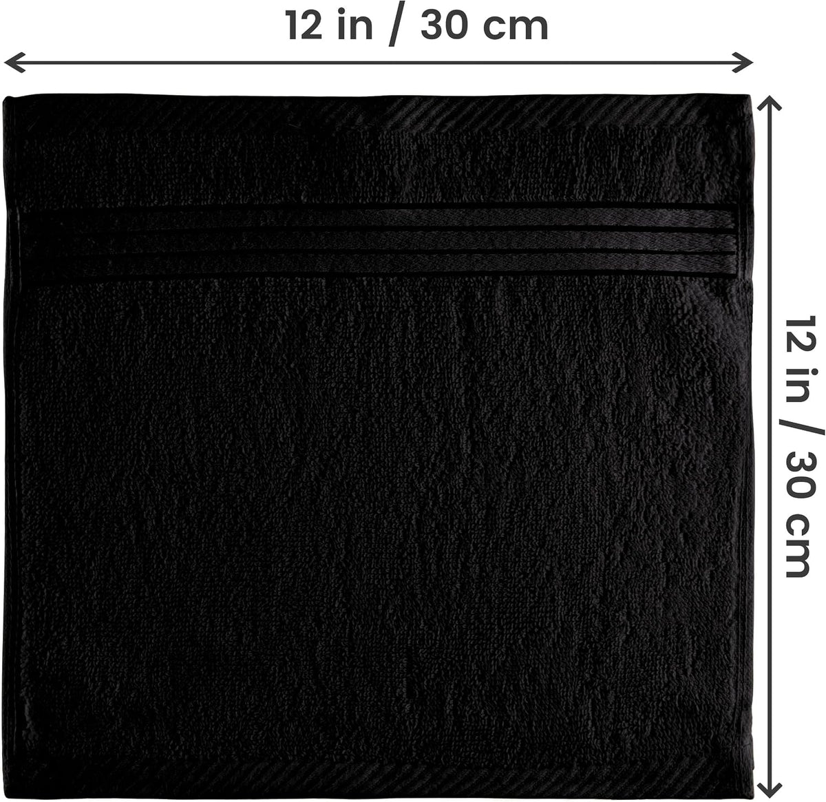 Utopia Towels 12 Pack Premium Wash Cloths, 12x12 in, 100% Cotton, Black