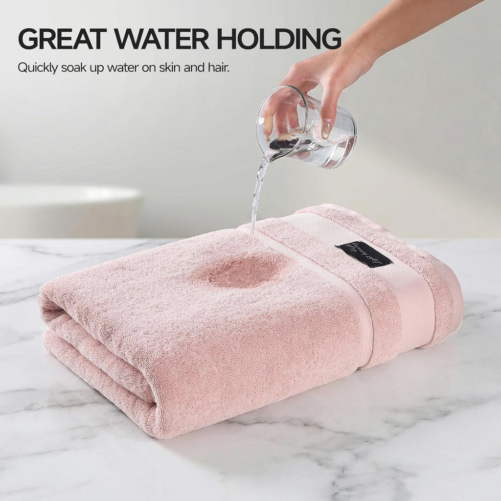 REDKISS 2 Pack Bath Towels Large 32x63 Inches, Heavyweight 760G - Pink