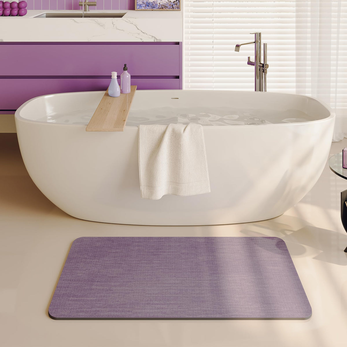Mecko Bath Mat 16"x24",Ultra Thin Bathroom Rug fit Under Door Light Grey