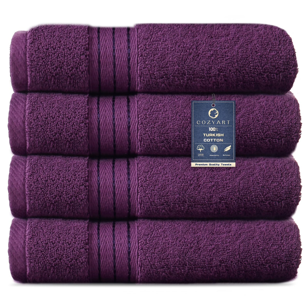 COZYART Luxury Bath Towel Set 6 Pcs, Dark Green 100% Turkish Cotton 650 GSM