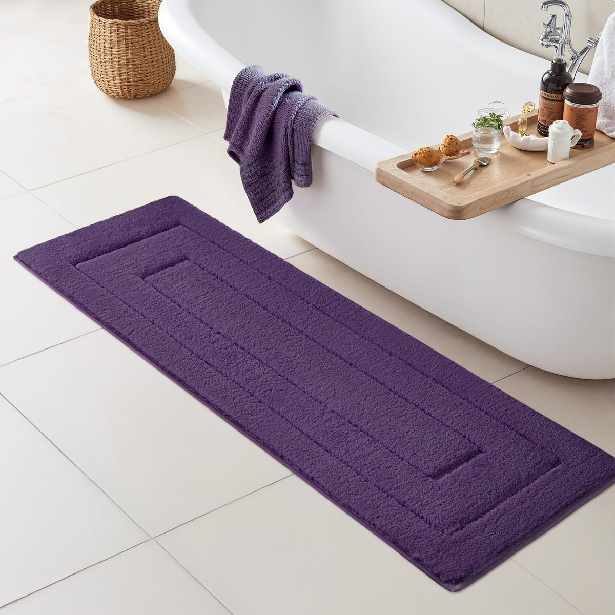 GRANNY SAYS Gray Bathroom Rug 20" x 30", Non-Slip Microfiber Bath Mat