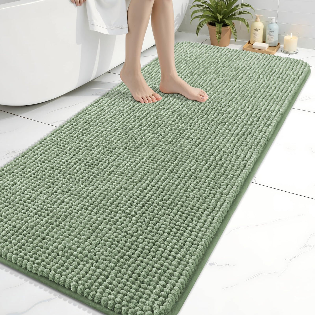 Arotive Chenille Bathroom Rugs 30x20, Soft Absorbent Bath Mat, Grey