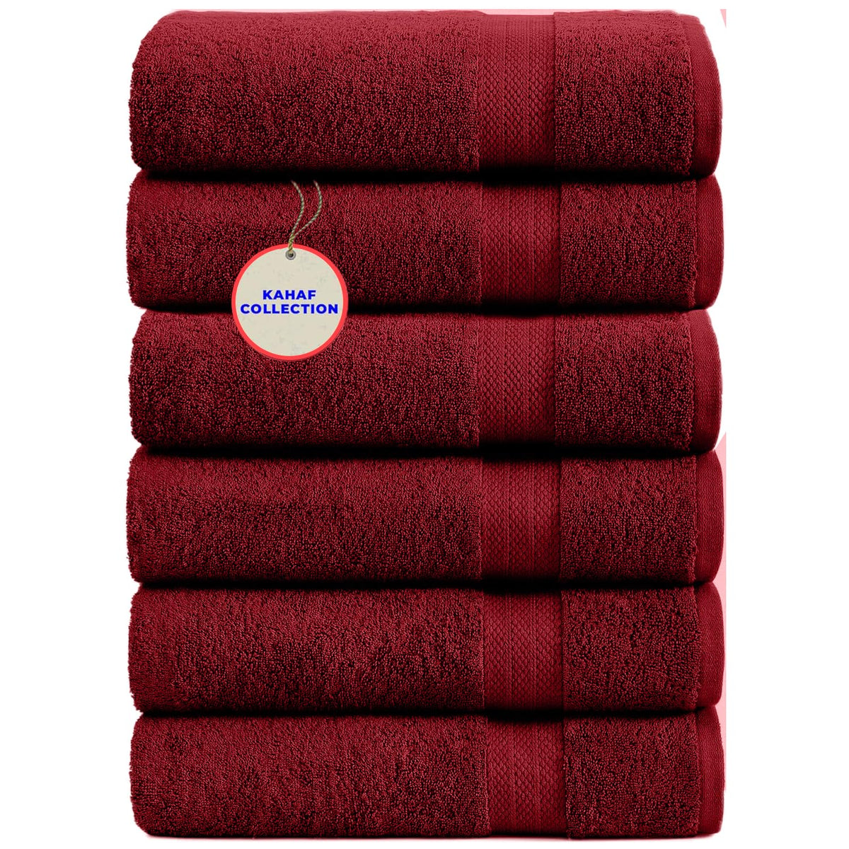 KAHAF COLLECTION 100% Cotton Bath Towel Set, White 24x48 Pack of 6 Towels, Quick Dry, Highly Absorbent, Soft Feel Towel, Gym, Spa, Bathroom, Shower, Pool, Luxury Soft Towels Light-Weight