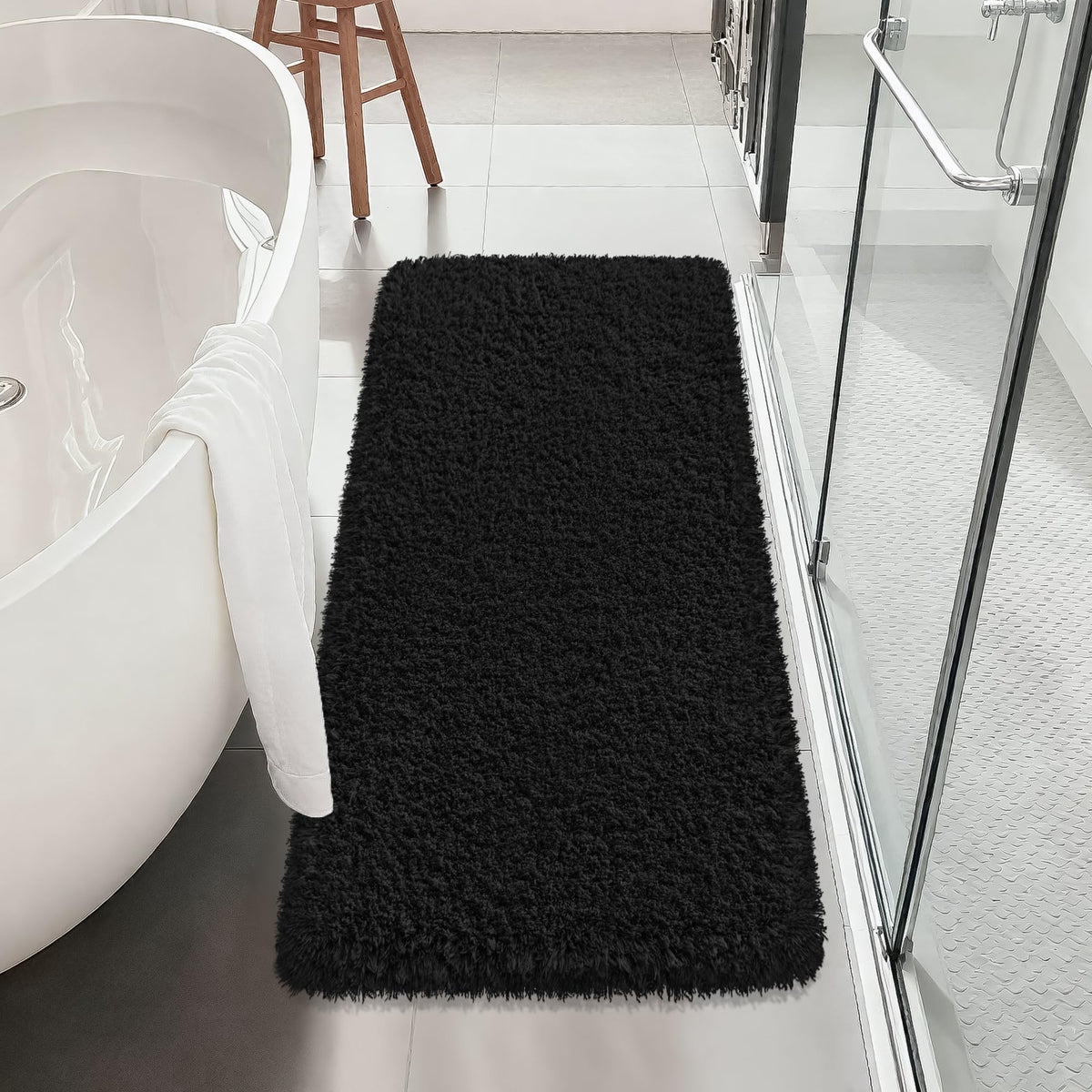 White Bathroom Rugs Non Slip 24"x16",Absorbent Bath Mat Quick Dry
