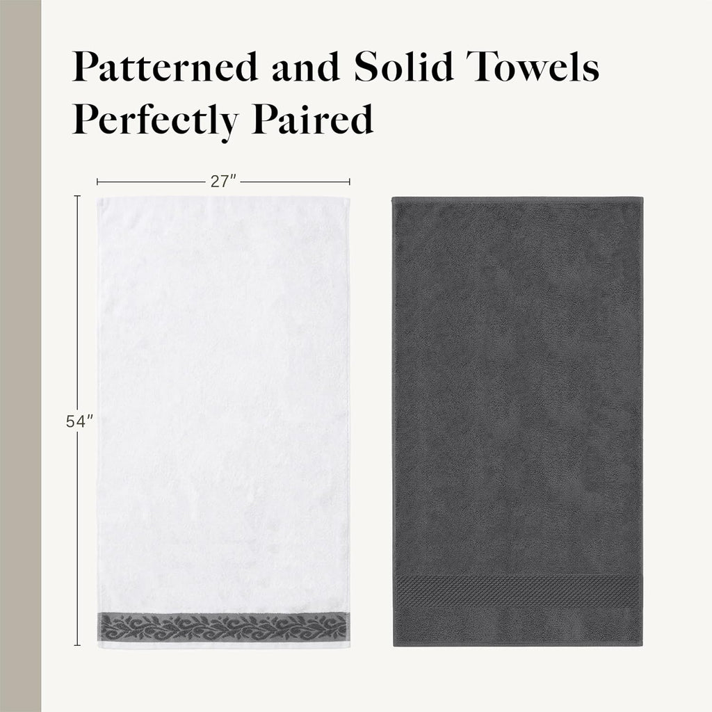 Modern Threads 6 Piece Bath Towel Set – Bathroom Towel Set with 2 Bath Towels, 2 Hand Towels & 2 Washcloths – 100% Cotton, Soft & Absorbent – Jacquard Border (Gray)