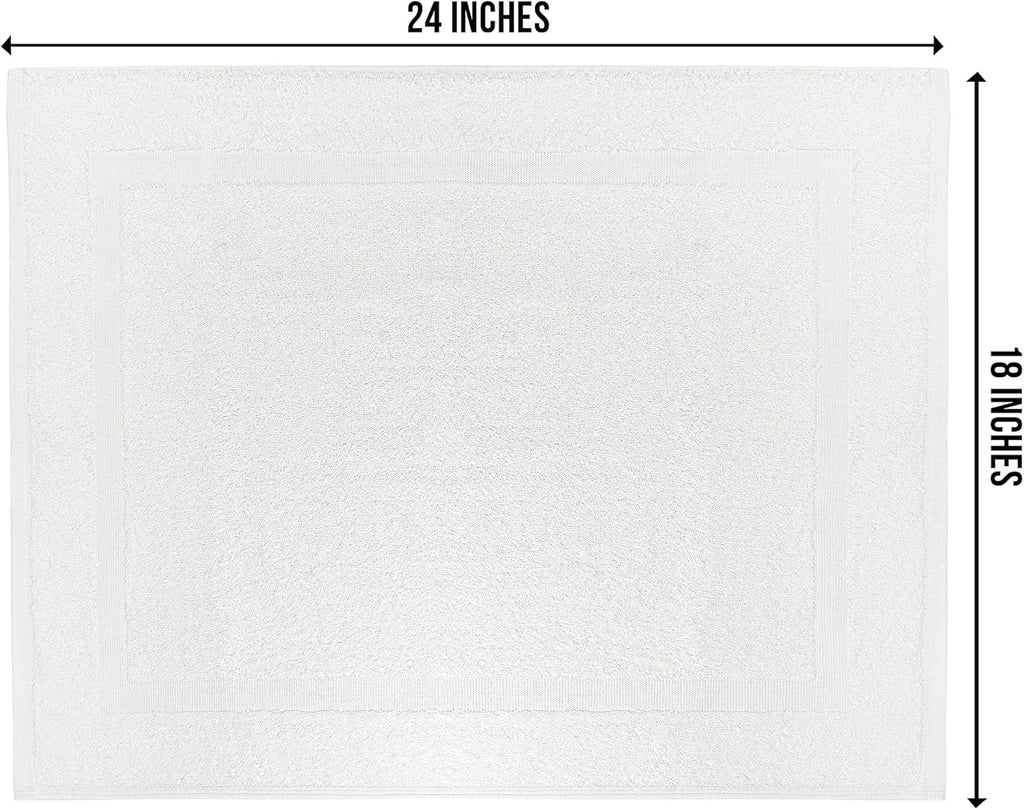 (Pack of 12 100% Cotton White Bath Mat Towel (18x25 Inches) Light Weight Quick Drying & Machine Washable - Hotel Supplies Shower Hotel Bath Mat Towel Economy