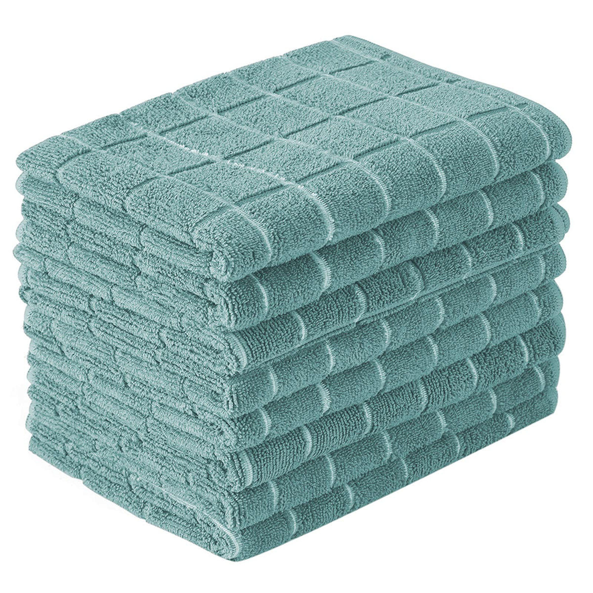 Microfiber Dish Towels - Soft, Super Absorbent and Lint Free Kitchen Towels - 8 Pack (Lattice Designed Gray Colors) - 26 x 18 Inch