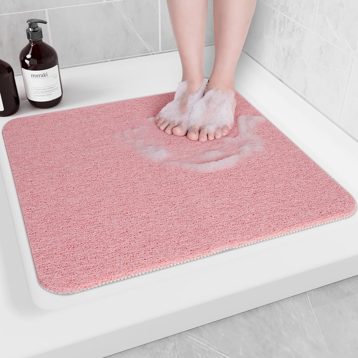 Hargiis Non Slip Bathtub Mat, Anti Slip Shower Mat, Fast Drying Bath Tub Mats, Foot Scrubber Mat, Anti Slip Mat for Tub, Floor, Bathroom, Home, Kitchen, Hotel (Grey 24"x16")