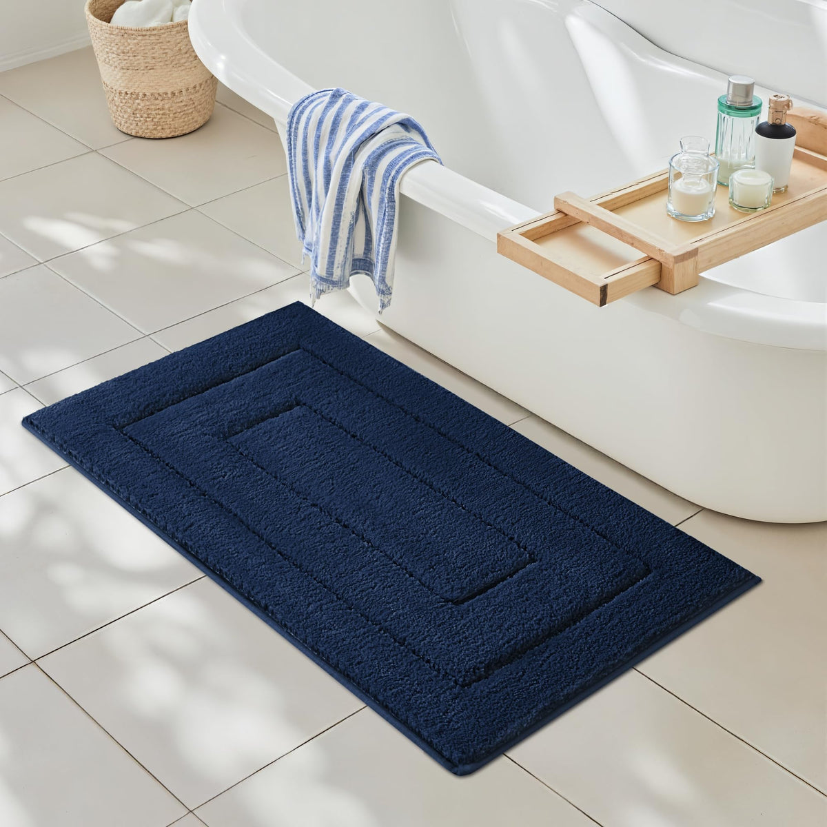 GRANNY SAYS Gray Bathroom Rug 20" x 30", Non-Slip Microfiber Bath Mat