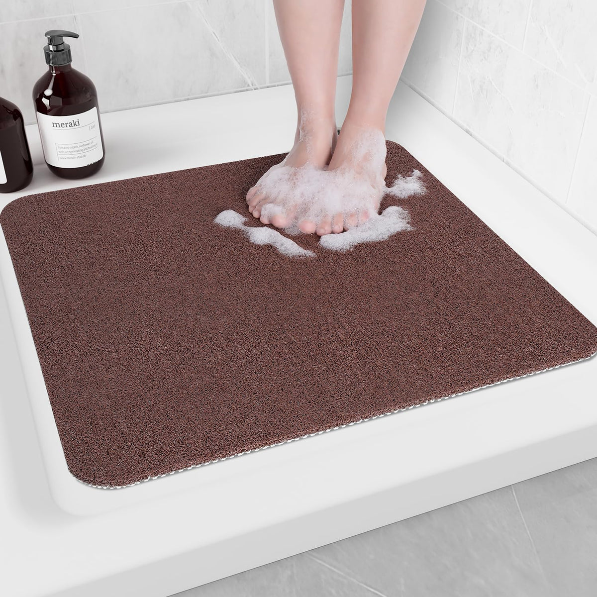 Hargiis Non Slip Bathtub Mat, Anti Slip Shower Mat, Fast Drying Bath Tub Mats, Foot Scrubber Mat, Anti Slip Mat for Tub, Floor, Bathroom, Home, Kitchen, Hotel (Grey 24"x16")