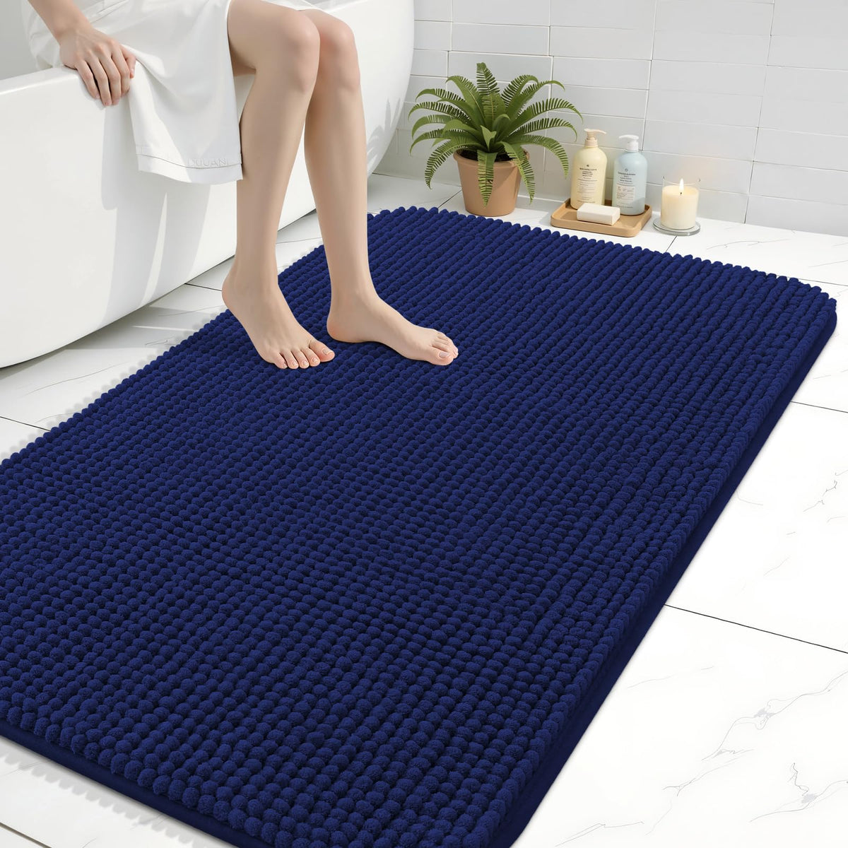 Arotive Chenille Bathroom Rugs 30x20, Soft Absorbent Bath Mat, Grey