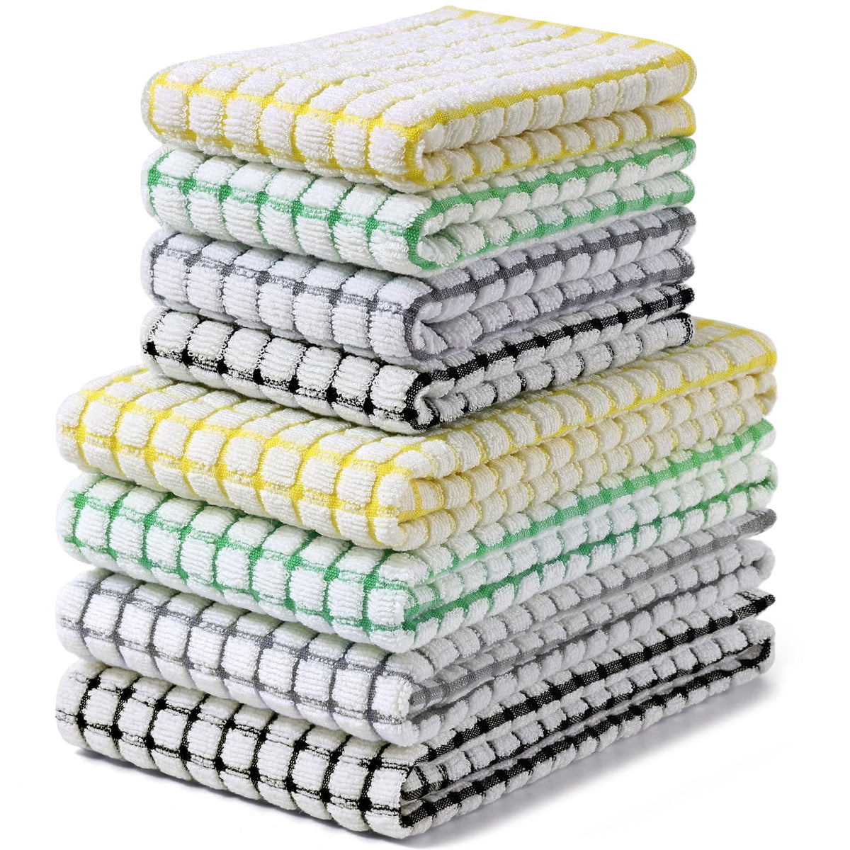 Homaxy Kitchen Towels and Dishcloths Set, Set of 8, Blue/Yellow/Red/Green