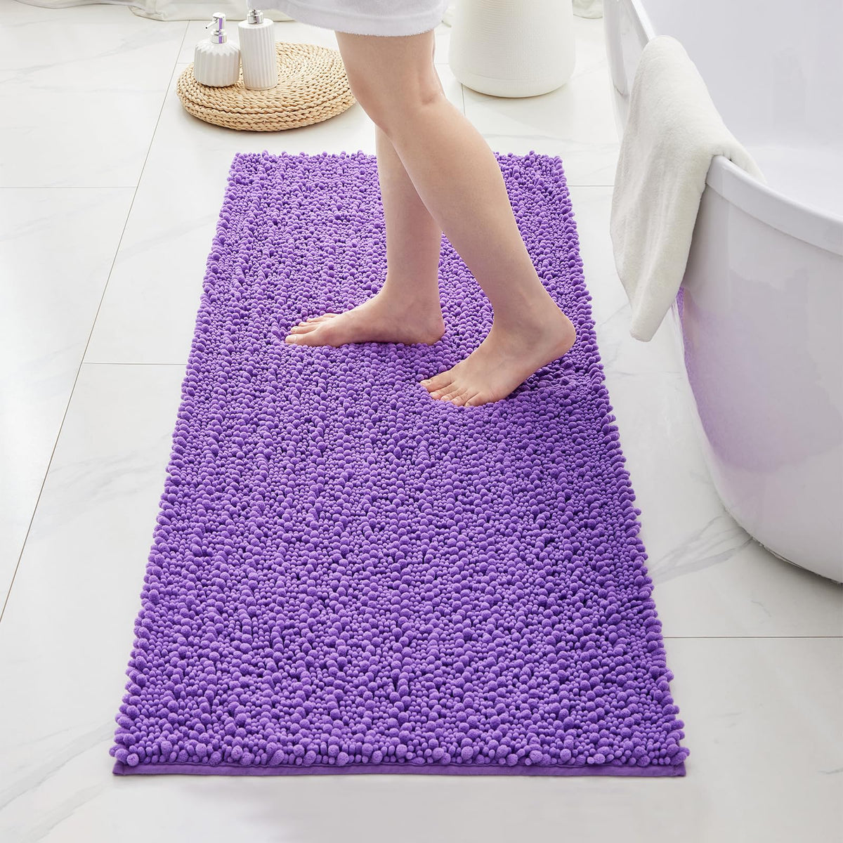 ILANGO Bathroom Rugs Dark Grey 32x20,Extra Soft Absorbent Chenille Bath Rugs,Thick Non-Slip Shaggy Bath Mat,Machine Washable Quick Dry Bath Mats for Bathroom Floor, Tub, Shower Accessories