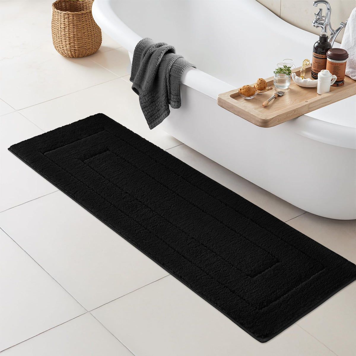 GRANNY SAYS Gray Bathroom Rug 20" x 30", Non-Slip Microfiber Bath Mat