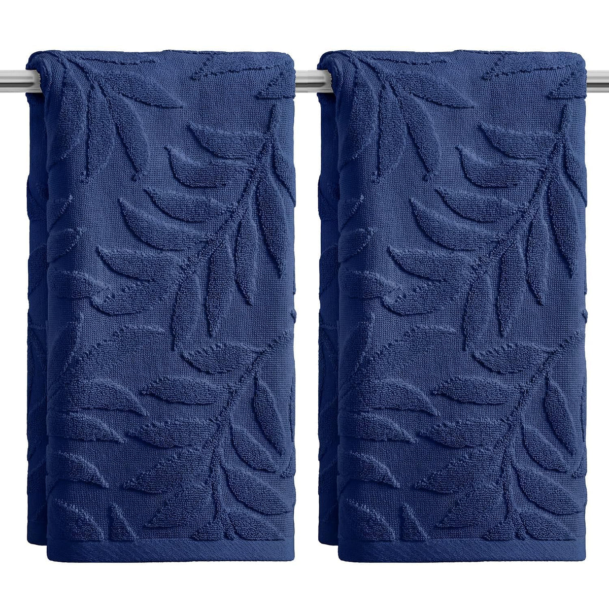 Artoid Mode 2 Pcs Beige 3D Leaves Jacquard Hand Towels for Bathroom, 100% Cotton Soft Absorbent Bathroom Decor Towels, 13.7 x 29.5 Inch
