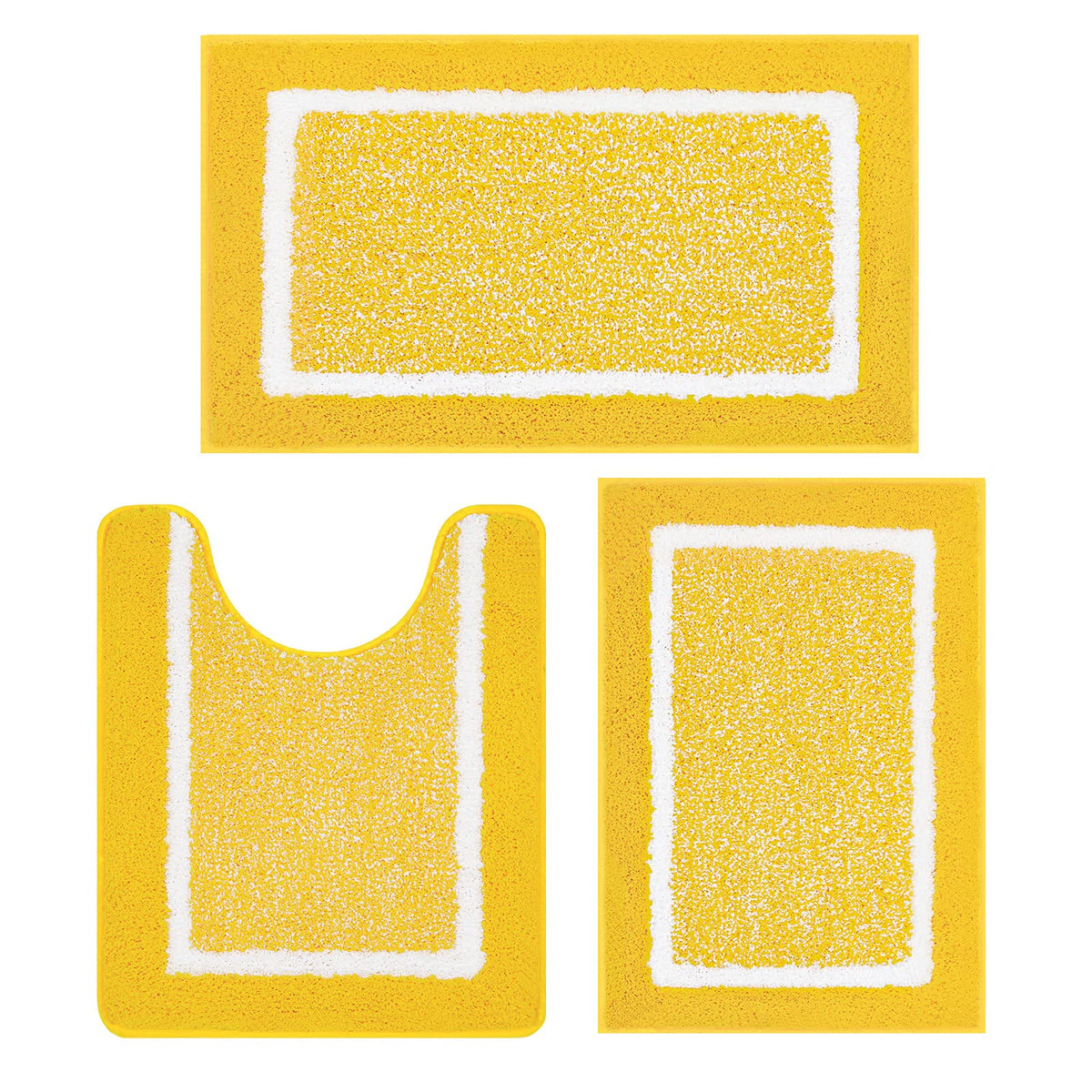 Pauwer Bathroom Rug Sets 3 Piece, Non Slip Washable Bath Mat, Black