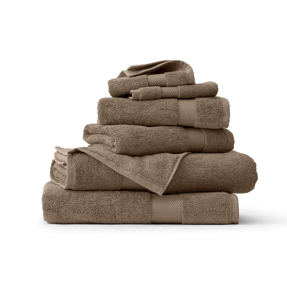 BOLL & BRANCH Plush Bath Towel Set, 6 Pieces, Stone