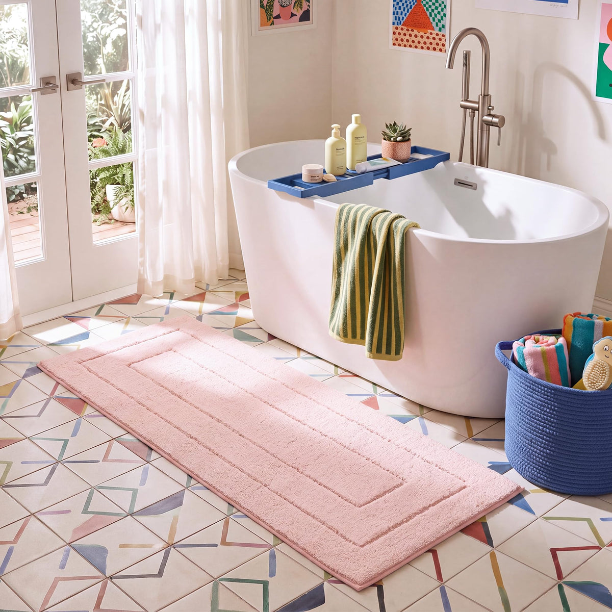 GRANNY SAYS Gray Bathroom Rug 20" x 30", Non-Slip Microfiber Bath Mat