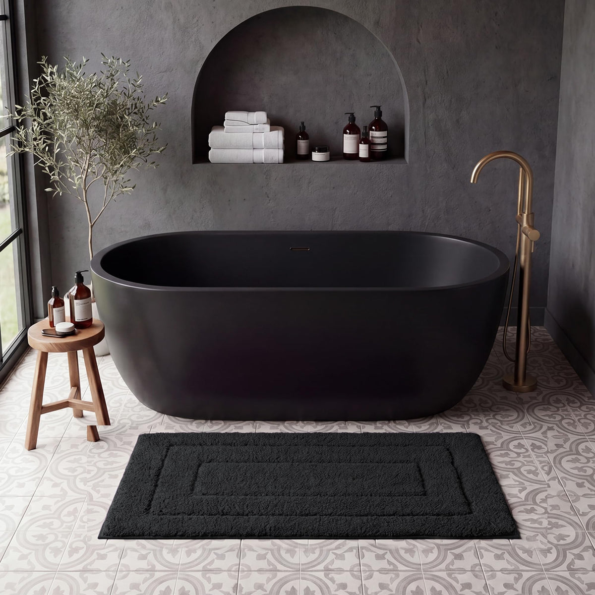 GRANNY SAYS Gray Bathroom Rug 20" x 30", Non-Slip Microfiber Bath Mat
