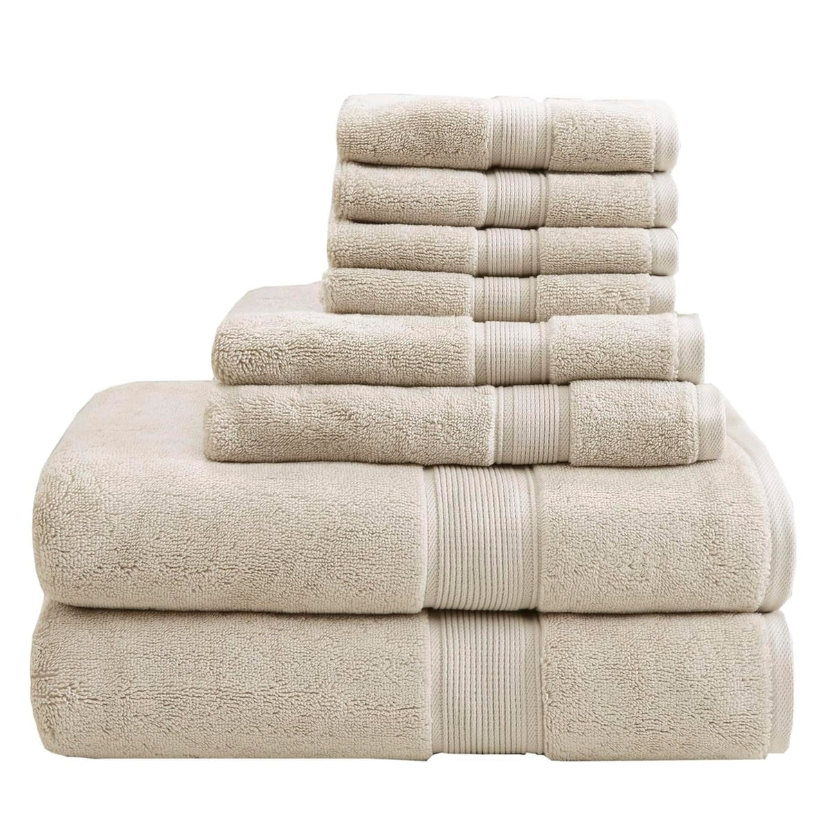 Madison Park 800GSM 100% Cotton Bathroom Bath Towel Set of 8, Light Blue