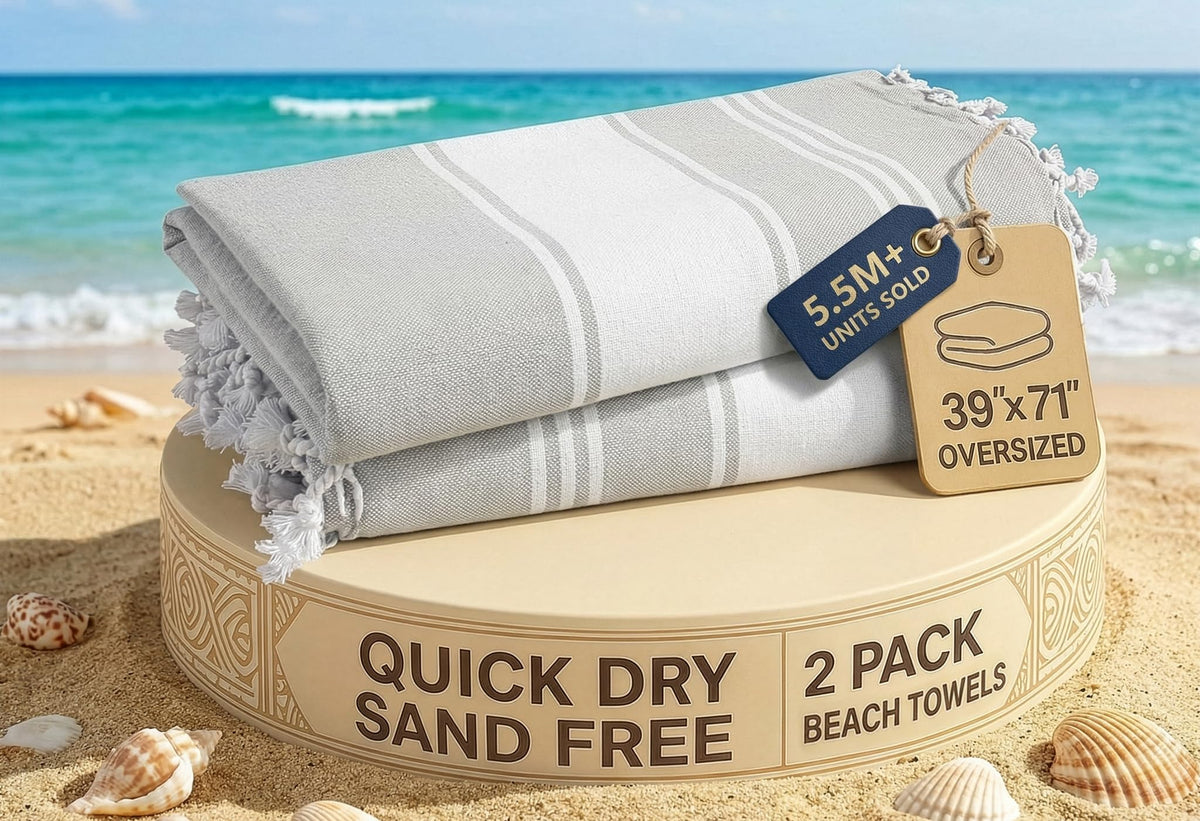 LANE LINEN Turkish Towels 6 Pcs, Beach Towels Oversized, Soft - Beach Party